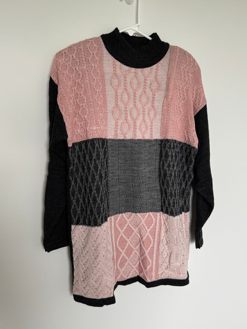 Vintage Norton McNaughton 90s Knit Sweater Tunic - Pink, Gray